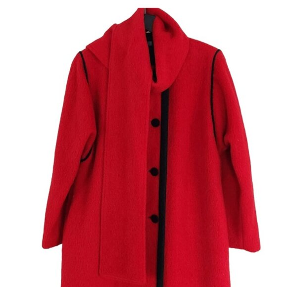 Vintage Red Wool Coat with Matching Scarf – Size 10 – Sears Fashion Place - Picture 1 of 8
